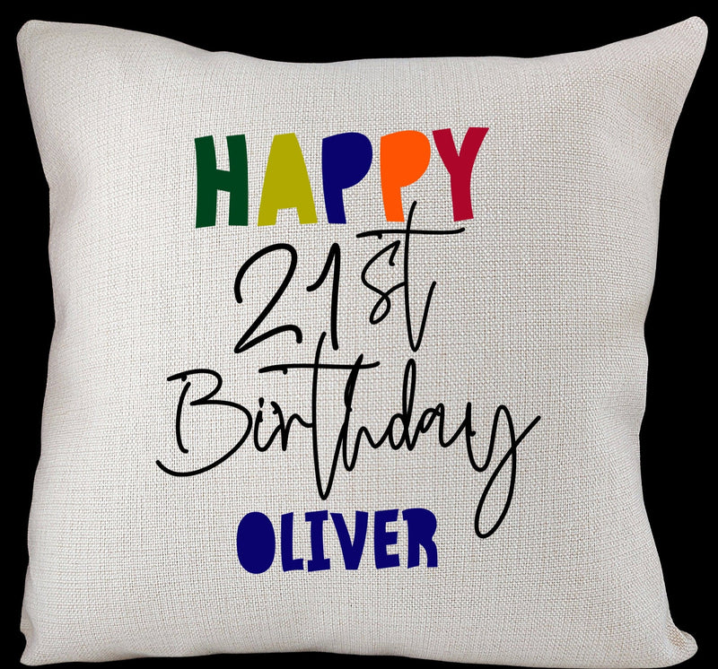 Happy 21st Birthday Cushion Gift -Any Age