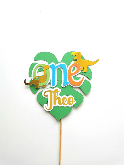 Personalised Dinosaur Cake topper & Highchair Banner Bundle