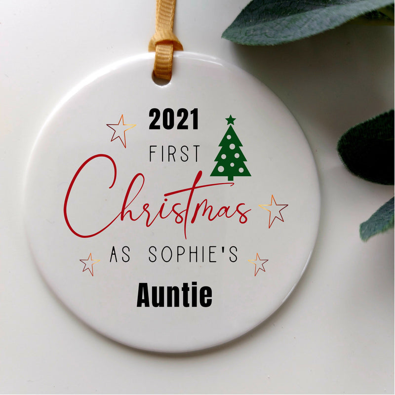 Personalised First Christmas Ornament for Auntie