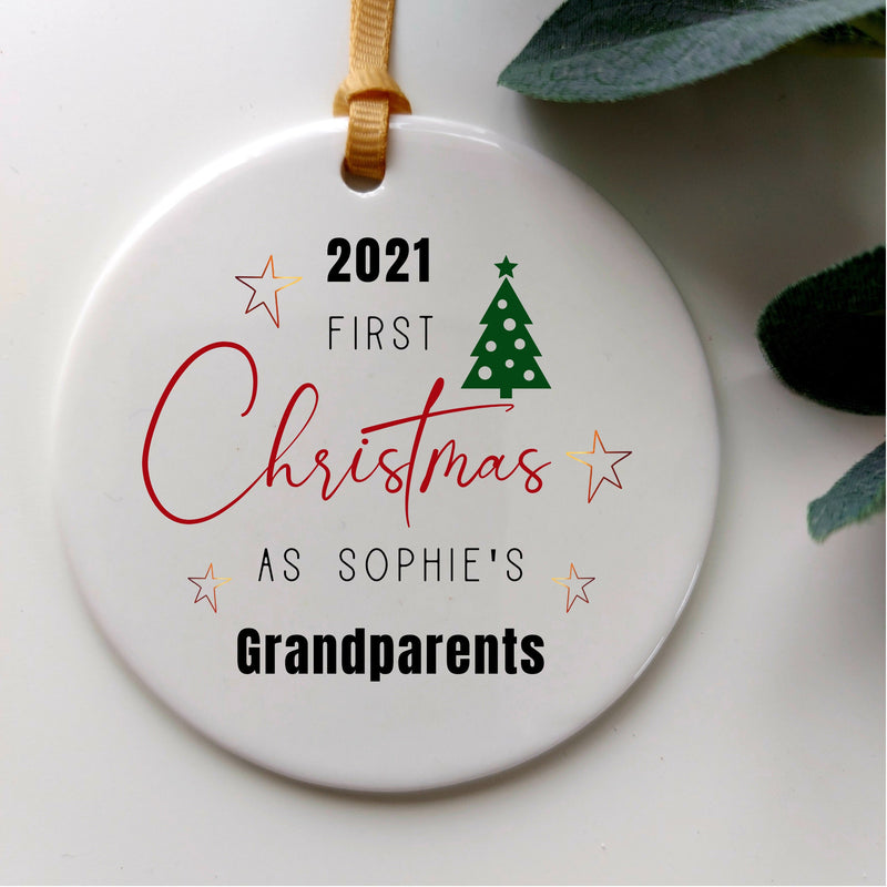 Personalised First Xmas Ornament Gift for Grandparents