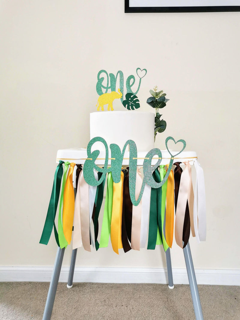 Custom Wild One/Two Birthday Ribbon Banner & Cake topper bundle