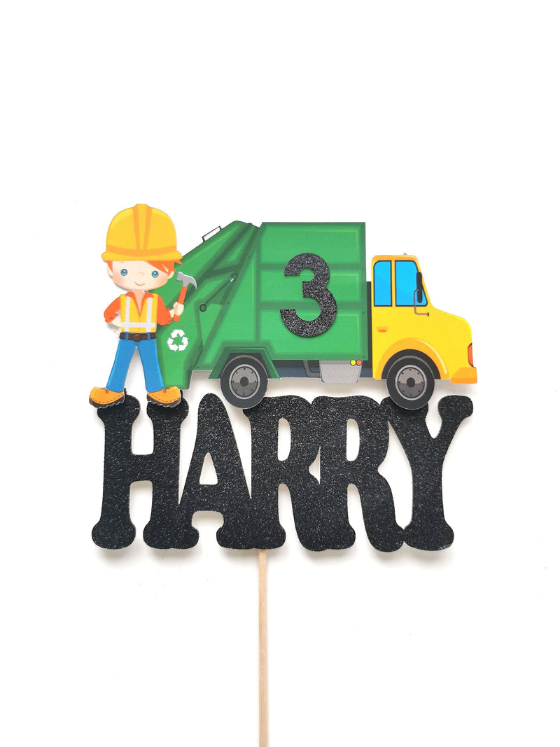 Personalised Recycling Rubbish Truck Cake topper