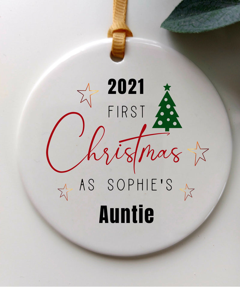 Personalised First Christmas Ornament for Auntie