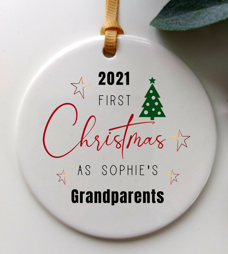 Personalised First Xmas Ornament Gift for Grandparents