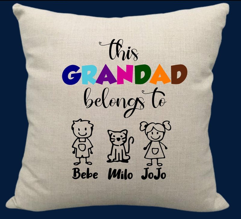 This Grandad Belongs To Personalised Cushion