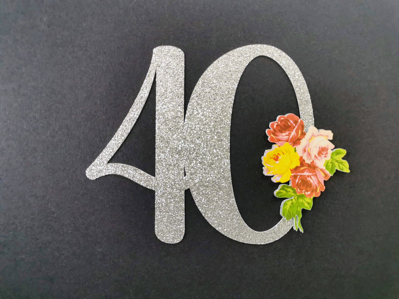 Custom Floral wreath 40 Cake Topper