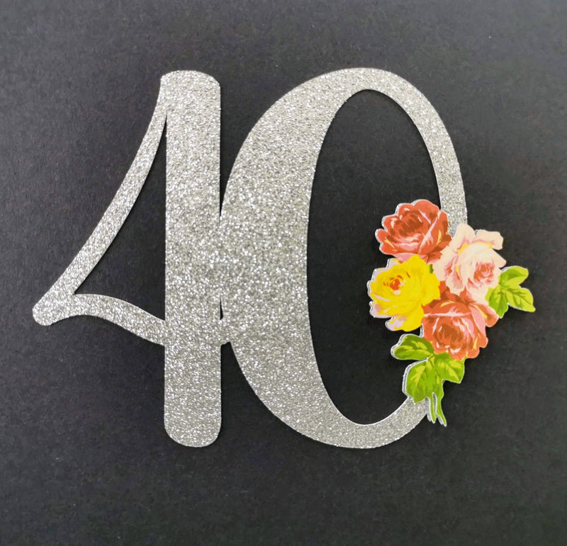 Custom Floral wreath 40 Cake Topper