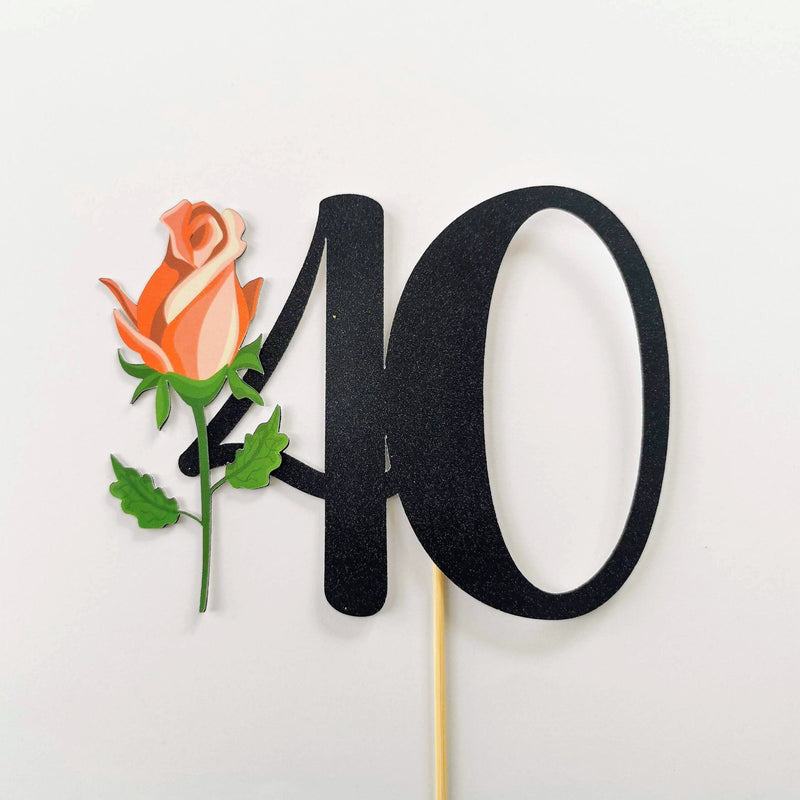 Custom Rose 40 Cake Topper