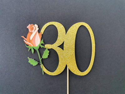 Custom Rose 30 Cake Topper