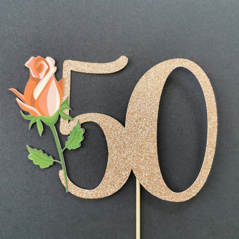 Custom Rose 50 Cake Topper