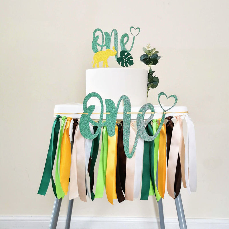 Custom Wild One/Two Birthday Ribbon Banner & Cake topper bundle