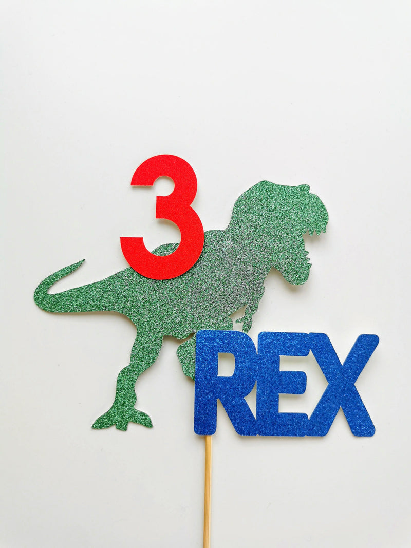 3-Rex Dinosaur Cake topper