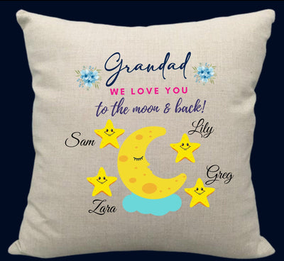 Love You To The Moon & Back Grandad Cushion