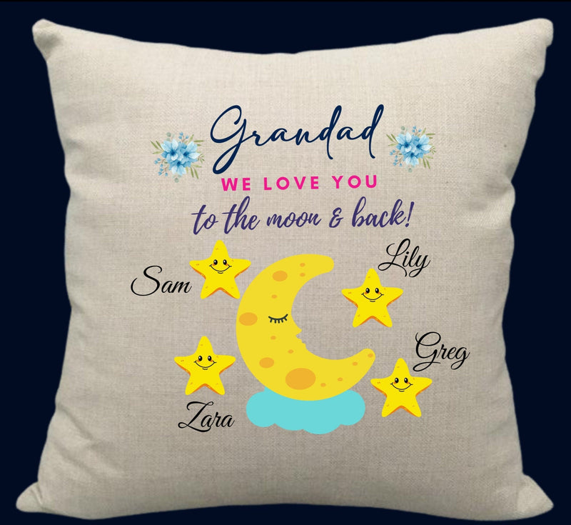 Love You To The Moon & Back Grandad Cushion