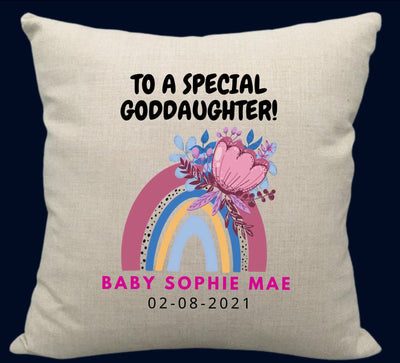 Personalised goddaughter cushion