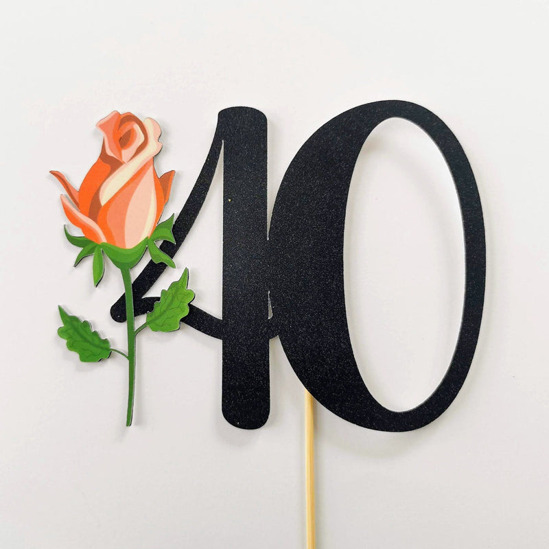 Custom Rose 40 Cake Topper