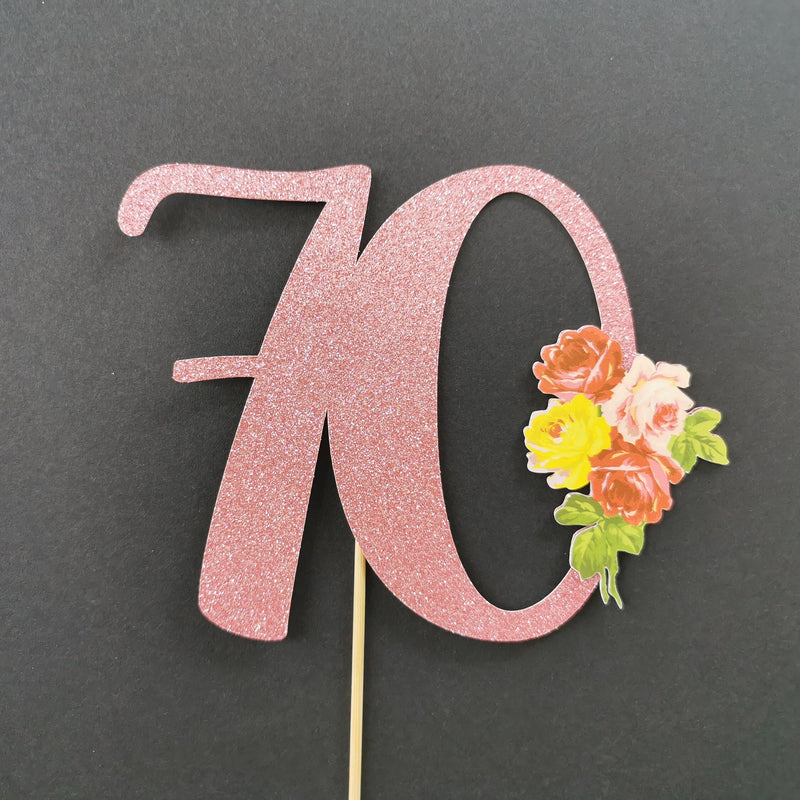 Custom Floral wreath 70 Cake Topper