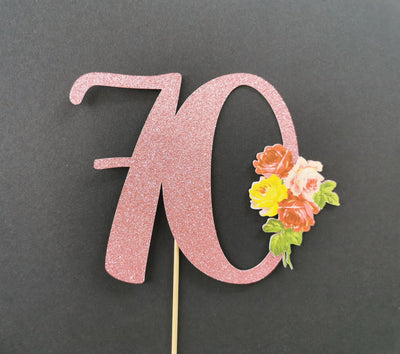 Custom Floral wreath 70 Cake Topper