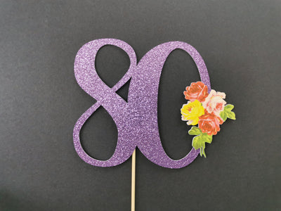 Custom Floral wreath 80 Cake Topper