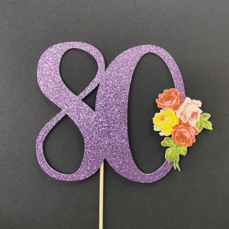 Custom Floral wreath 80 Cake Topper