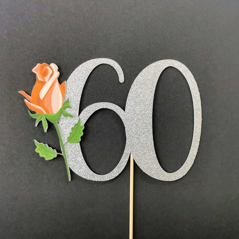 Custom Rose 60 Cake Topper