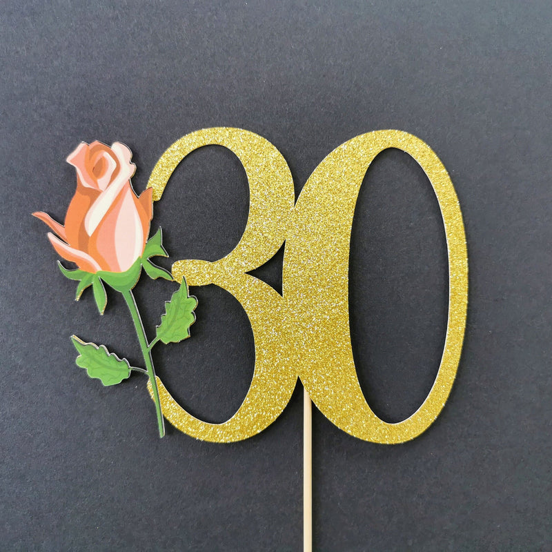 Custom Rose 30 Cake Topper