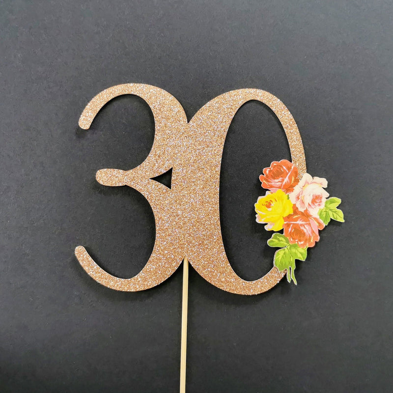 Custom Floral wreath 30 Cake Topper