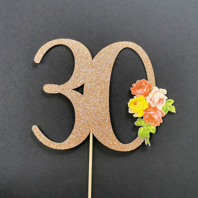 Custom Floral wreath 30 Cake Topper