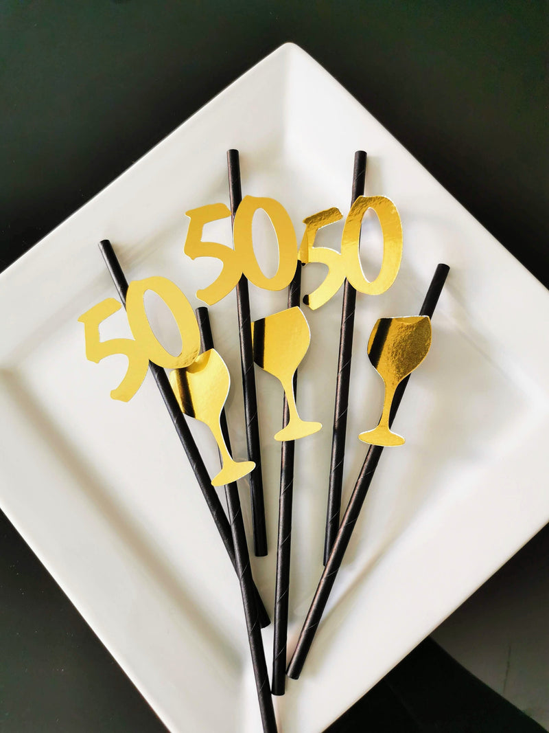 Black and Gold Paper Straws