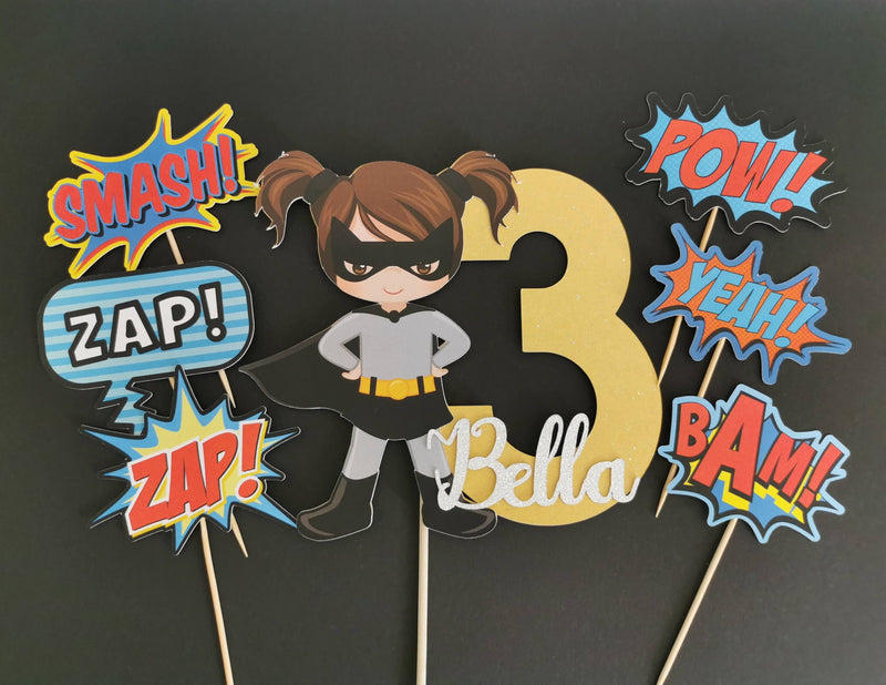 Personalised Superhero Girl Cake topper