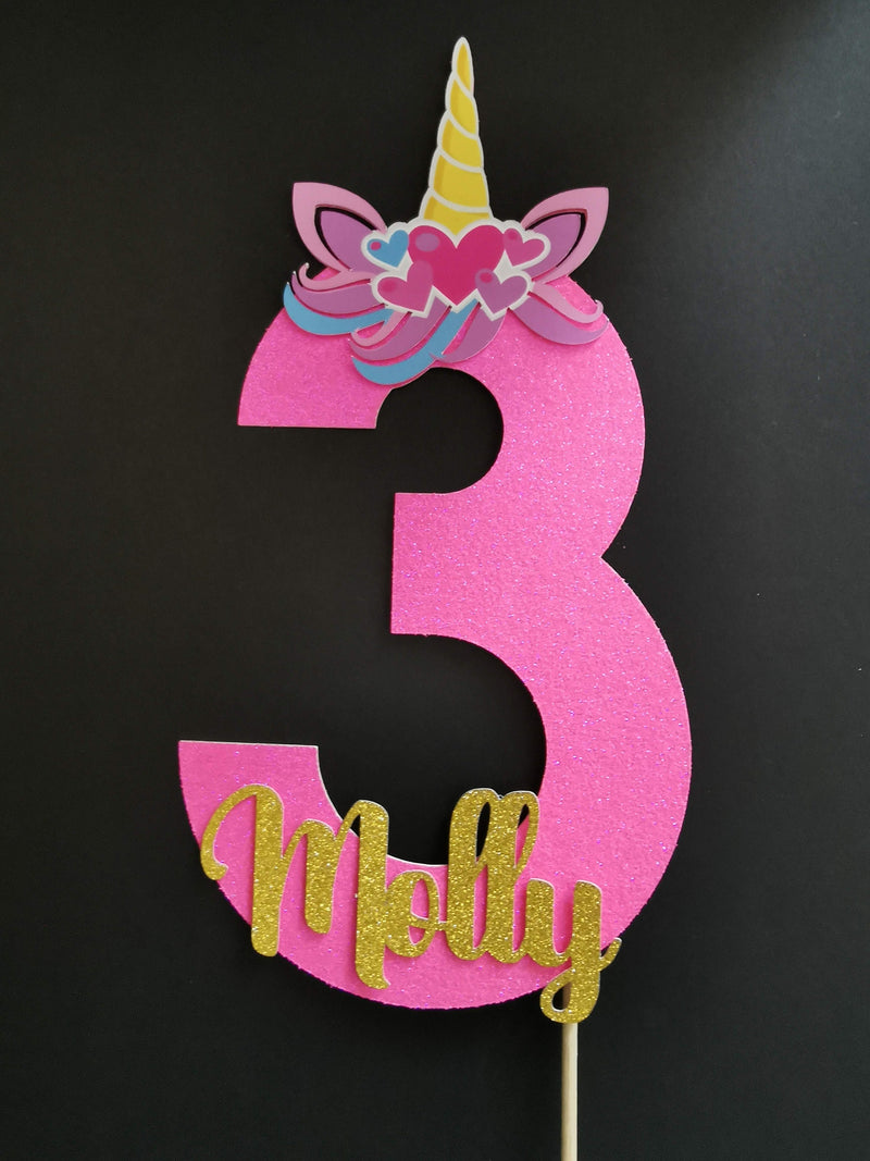 Personalised Unicorn Head Number Cake topper