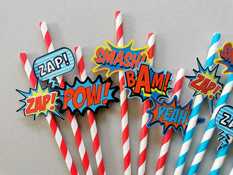 Custom Superhero Paper Straws