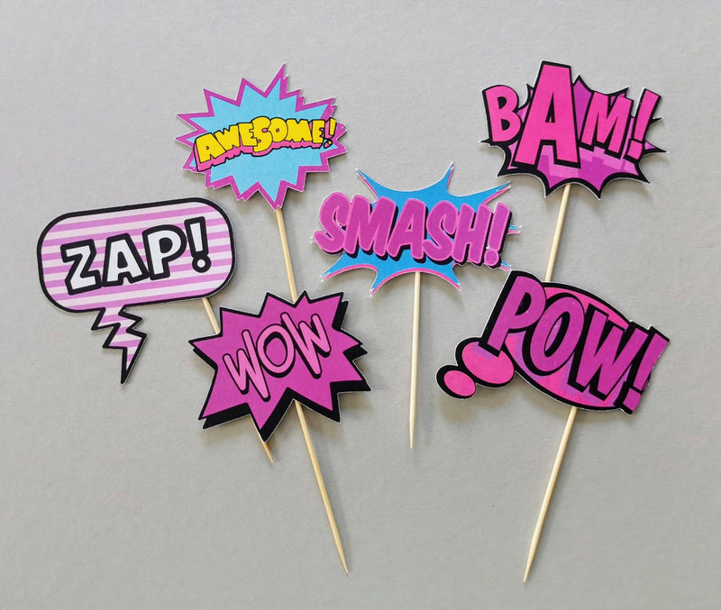 Superhero speech bubble cupcake toppers