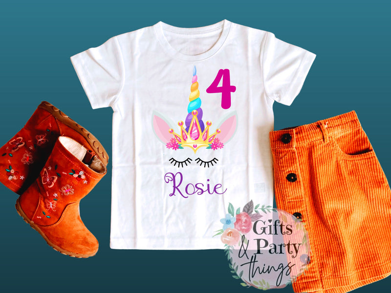 Personalised Princess Unicorn Birthday T-shirt