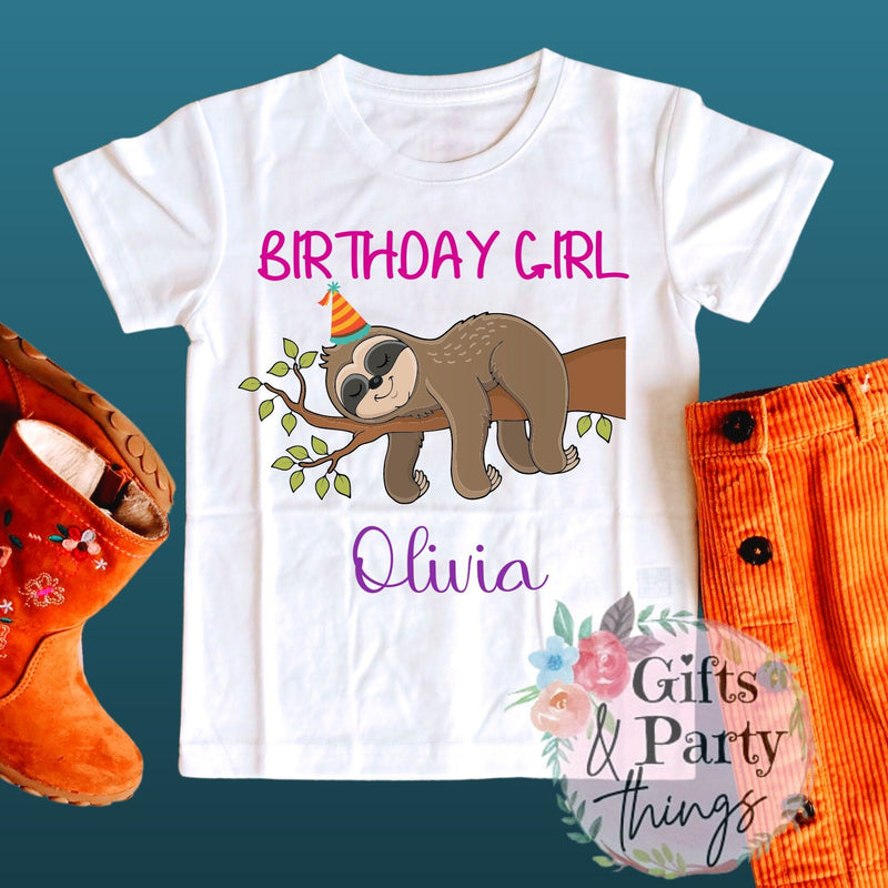 Personalised Sloth Birthday T-shirt