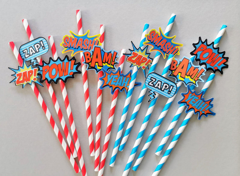 Custom Superhero Paper Straws