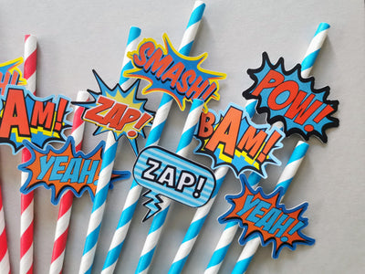 Custom Superhero Paper Straws