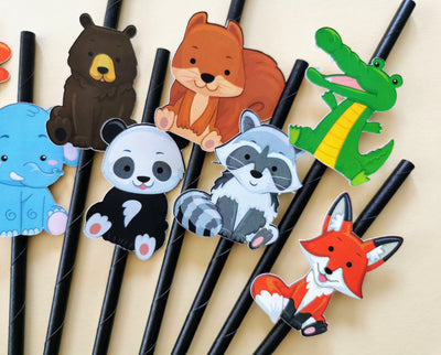 Custom Wild animals Paper Straws