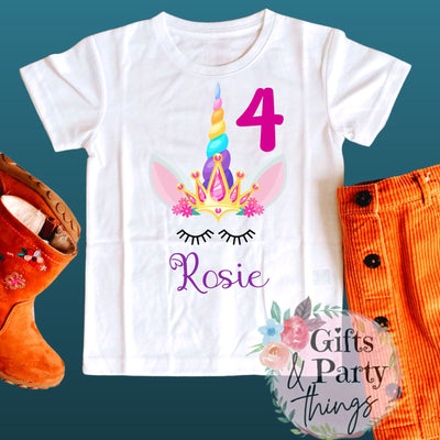 Personalised Princess Unicorn Birthday T-shirt