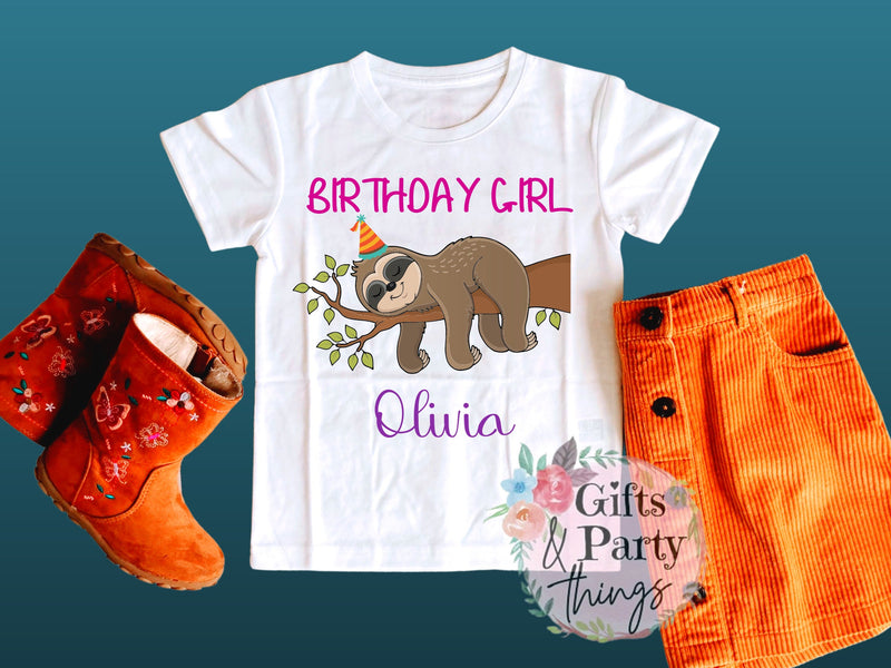 Personalised Sloth Birthday T-shirt