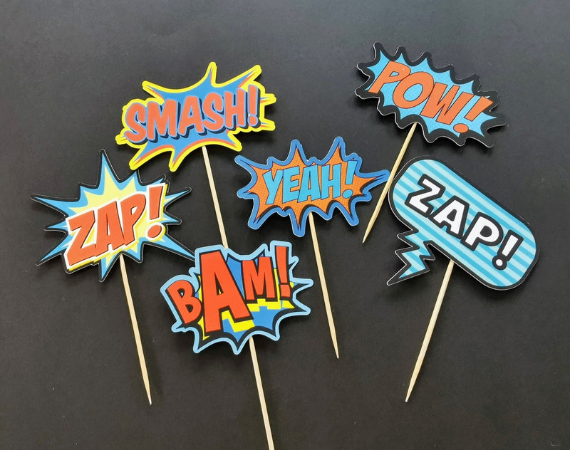 Superhero speech bubble cupcake toppers