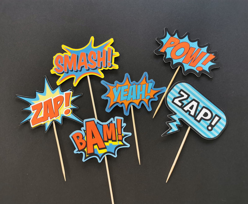 Superhero speech bubble cupcake toppers