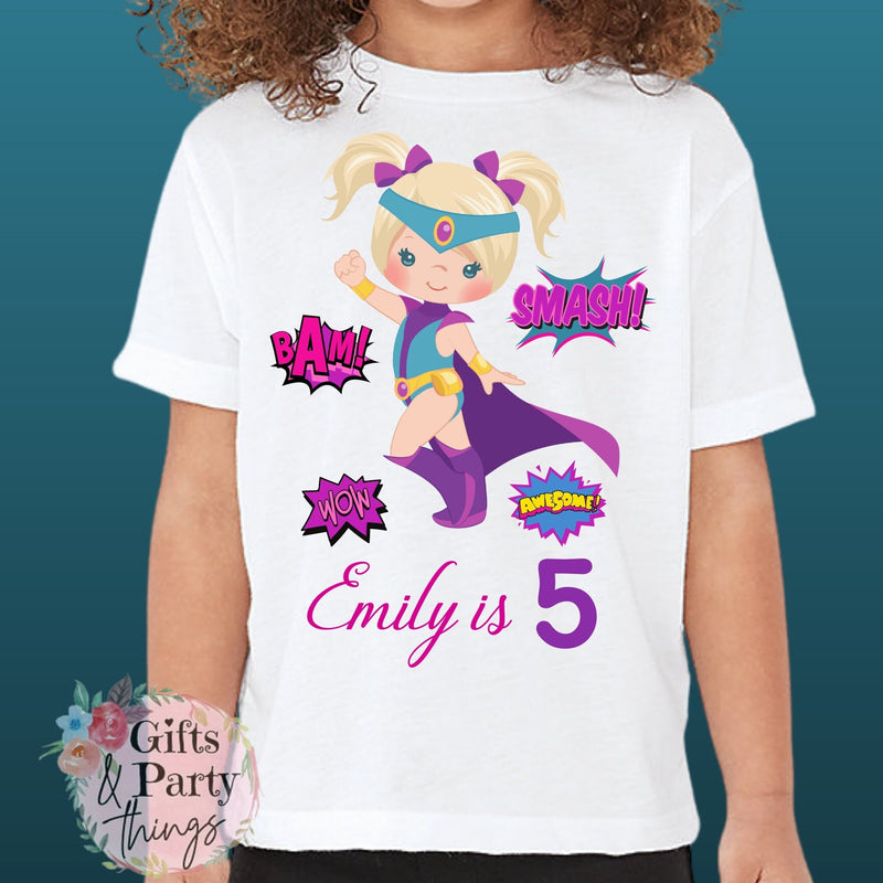 Superhero girl birthday tshirt