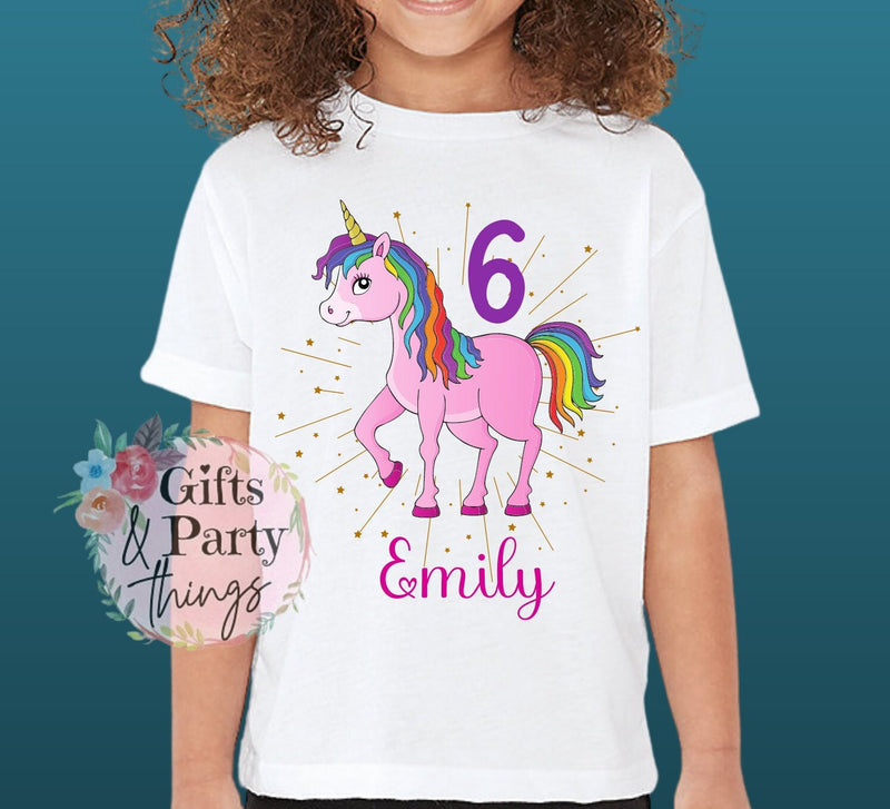 Personalised Rainbow Unicorn Birthday T-shirt