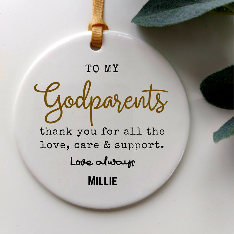 Personalised Ornament Gift for Godparents