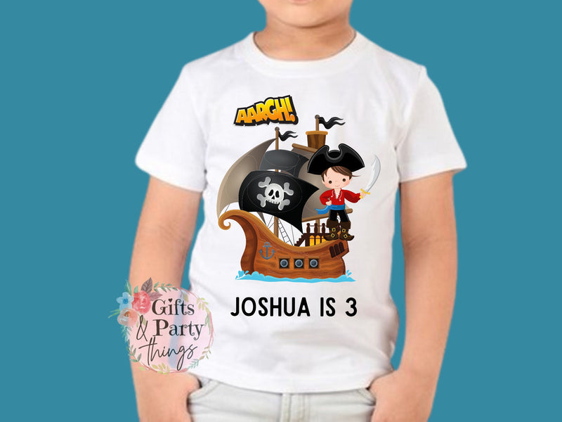 Personalised Pirate Boy Birthday T-shirt