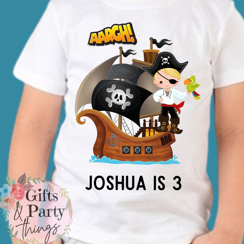 Personalised Pirate Boy Birthday T-shirt