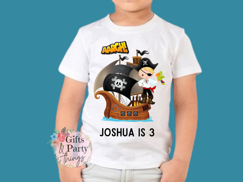 Personalised Pirate Boy Birthday T-shirt